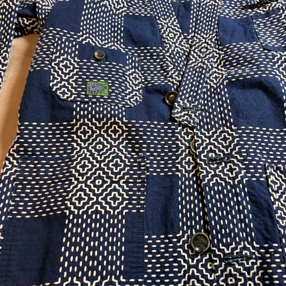 Graph Zero Indigo Sashiko Patchwork Workwear Jack… - image 2